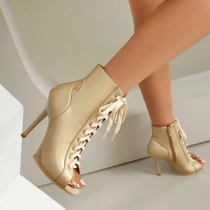 2023 New Fashion Women Heels  Lace-up Boot Stilettos Jazz Dance Lady Shoes For Latin Dancing Outdoor Sexy Stilettos Plus Size