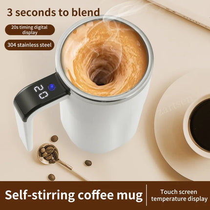 Automatic Stirring Cup Rechargeable Portable Coffee Electric Stirring Stainless Steel Mixer Rotating Magnetic Self Stirring Mugs