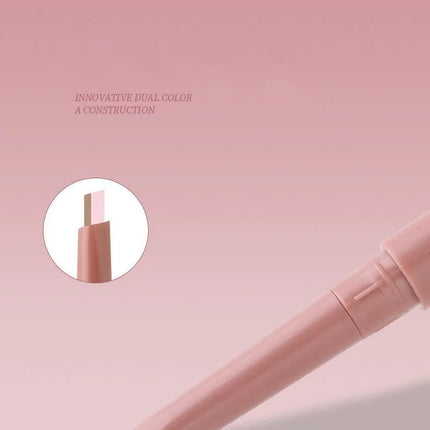 Double Ended Lying Silkworm Pencil 2 in1 Highlighter Nude Lower Eyelid Contour Aegyo-sal Eyeliner Makeup Stick with Detail Brush