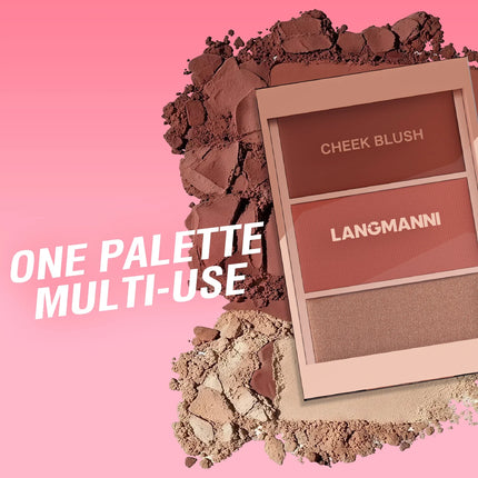 3-in-1 blusher red plate, durable, natural, easy to apply, waterproof, smooth and matte texture to create a perfect makeup