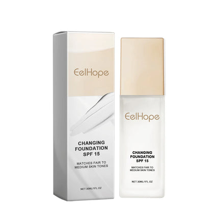 Color Changing Foundation Moisturizing Hides Wrinkles Lines SPF 15+ Hydrating Color Longwearing Waterproof Makeup Base Concealer