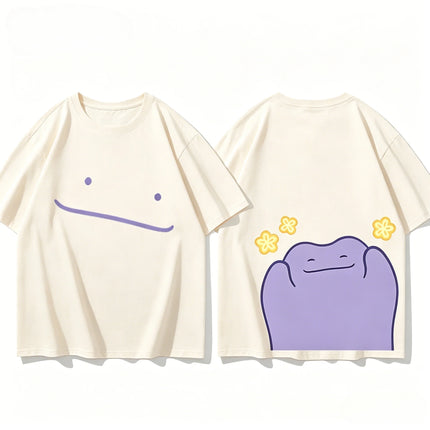 Pokemon 30th Anniversary Ditto Front and Back Printed T-shirt for Men's and Women's New Summer Style Y2K Harajuku Style T Shirt