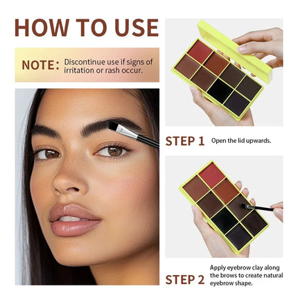  8-Color Eyebrow Cream Blush Curve Case Cream Cosmetics Palette Matte Shimmer Finishes Shadow Tones Long-Lasting Cosmetics