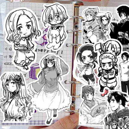 65Pcs Hetalia APH Anime Peripheral Stickers DIY Handbook Decoration Phone Case Cup Skateboard Waterproof Graffiti Stickers