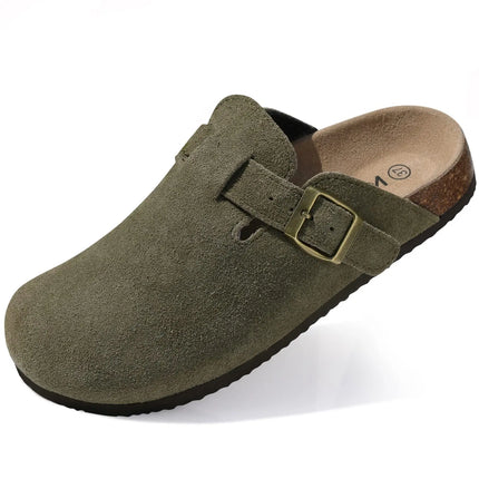 Kidmi Summer Clogs for Women Men Suede Clogs Adjustable Buckle Slip-on Cork Footbed Mules Clogs Antislip Sole Slippers Unisex