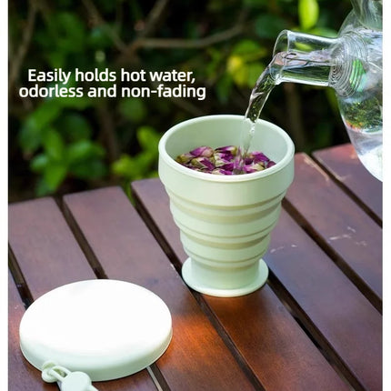 200ML Food-Grade Silicone Folding Cup, With Lid, Reusable Portable Coffee Cup, Hot Drink ,Suitable For Travel And Camping