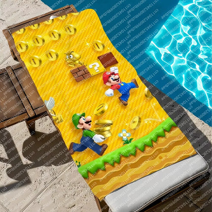 S-Super Towel Large Quick-Drying M-Mario-o Microfiber soft Beach Towel for Travel Fitness Sauna Bathing Camping Kids Gift