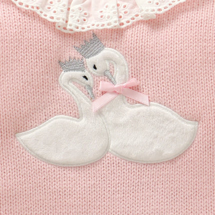 Pink Baby Girls Rompers Clothes 0-9m Cute Goose Knitted Newborn Infant Long Sleeve Jumpsuits One Pieces Toddler Overalls Outfits