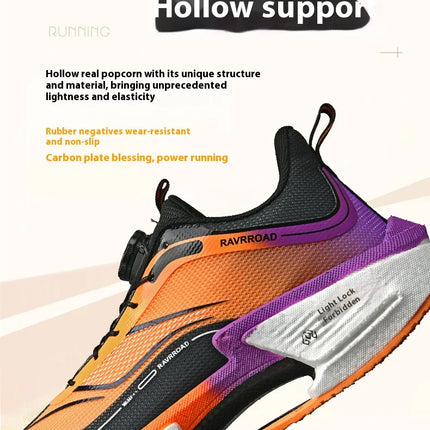 Family carbon plate running shoes for Boys Big Boys Student rotating button Technology TPU+ Popcorn high pop sneakers for girls