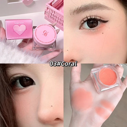 Gegebear Soft Blush Cream Tender and Multi-color Korean Style Contouring Lip Gloss Multi-purpose Rouge Cream