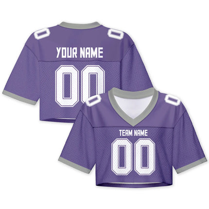 Custom American Football Jersey Crop Top for Women & Girls Plain Sporty Cropped Shirt Personalized Name Number Jerseys Fans Gift