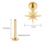 Gold 1.2x12x7.4mm / Earrings / Ears|Star