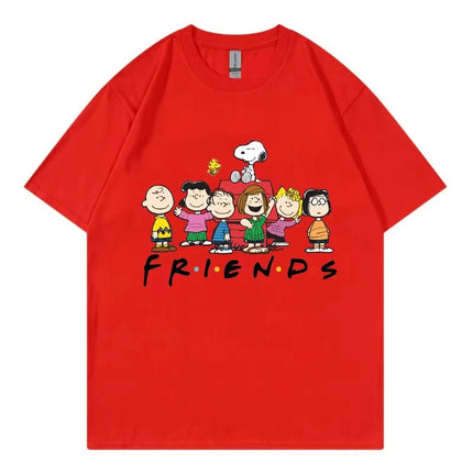 Snoopy Friends Cartoon Anime Women T-shirt Summer Short Sleeve 100% Cotton Men Tee Shirts Tops 2025 New Fashion Couple Clothing