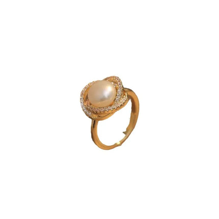 Pearl high-end stud earrings, temperament ear jewelry, high-end fashion necklace, ring set.
