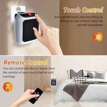 EU/US 800W Mini Heater for Home Small Bathroom Heating Fans Wall Mounted PTC Ceramic with Remote Control Household