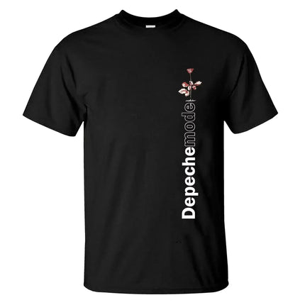 Hip Pop Amazing Rose Tops Black By Depeche Mode Print Cotton Sports T-shirt Casual Oversized Casual Graphic Streetwear Unisex