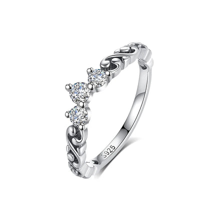 Original 925 Sterling Silver Ring Love Heart Wishbone Moon Sun Rings Crystal Rose Gold For Women Wedding Gift Luxury Jewelry