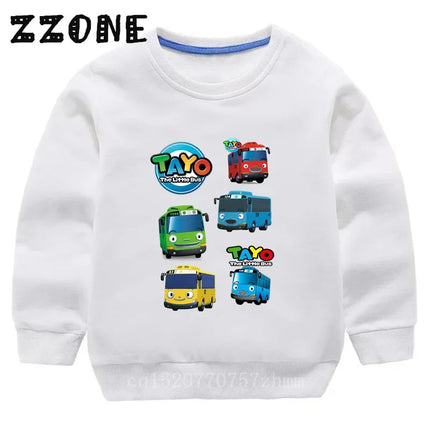 Hot Sale Kids Sweatshirts Tayo the Little Bus Print Cartoon Children Hoodies Funny Baby Pullover Outwear Tops Girls Boys Clothes