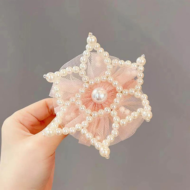 Crown Pearl Hair Clips for Baby Girl Cute Mesh Gauze Fairy Hairpins Korean Barrettes Kids Hair Accessories Headwear