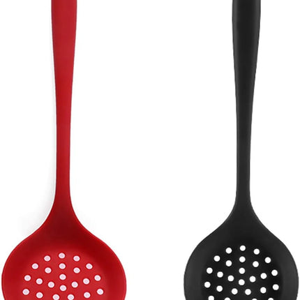 Silicone Skimmer Spoon Non-Stick Cooking Slotted Colander Spoon Skimmer Strainer Kitchen Sink Ladle Strainer Silicone Filter