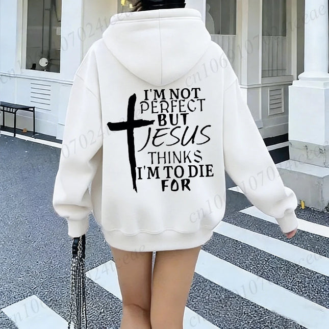 New Women Tracksuit Clothing Casual Sweatshirts Outdoors Sportswear I'm Not Perfect But Jesus Print Mens Women's Hooded Hoodies