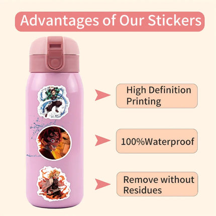 50pcs Various Cartoon Demon Slayer Graffiti Sticker Waterproof DIY Decals for Phone Ipad Luggage Thermos water bottle Decor