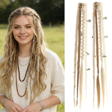 Synthetic Bohemian style clip braid hair extension wig women braided twist braid hair accessories hair extension wig