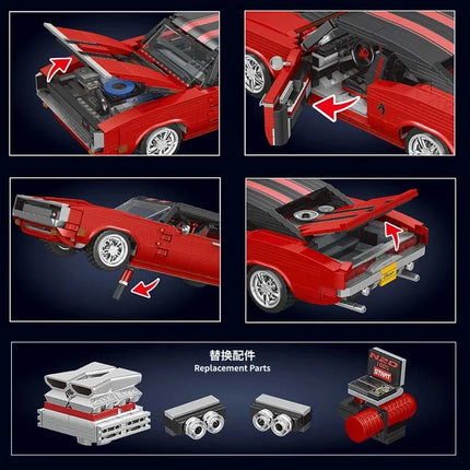 MOULD KING 10112 Technical Super Red Charger Sport Racing Car Building Block Assembly Brick Toys For Kids Christmas Gift Boys