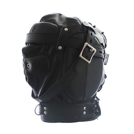 BDSM Bondage Fetish Sex Mask Sexy Headgear Closed Blindfold Leather Restraint Hood Mask Erotic Games Sex Toys for Couples