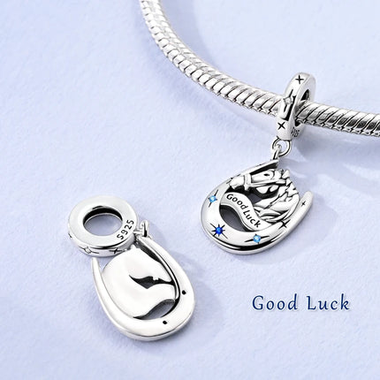 Charm Bead 925 Sterling Silver Heart Starry Sky Family Mother-Daughter-Sister Charm Fit Bracelets Pendant Women DIY Jewelry Gift