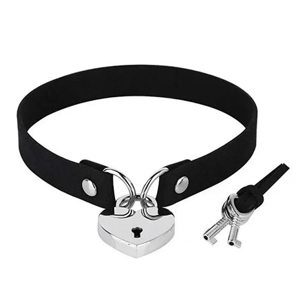 Woman Black Punk Choker Collar Necklace Sexy PU Leather Heart Lock Key Spike Chocker Gothic Cosplay Accessories Party Jewelry