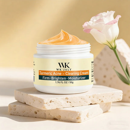 WK JALY Turmeric Acne Facial Cream, Reduce Breakouts, Brightening, Clean Skin, Moisturize, Smooth, With Natural Aloe Vera