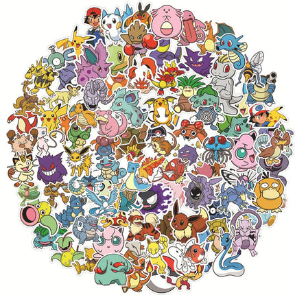 50/100pcs Cute Cartoon Pokemon Anime Stickers Pikachu Decals Motorcycle Laptop Phone Case Car Waterproof Sticker Kid Classic Toy