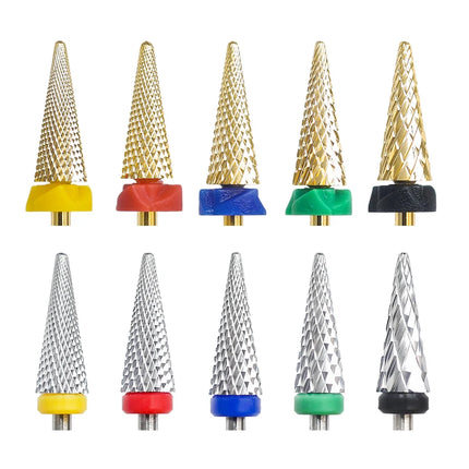 16mm Extra Long Triangle Cone Nail Drill Bits Gold Carbide Milling Cutter Gel Remover Grinding Manicure Tools Accessories 3/32"