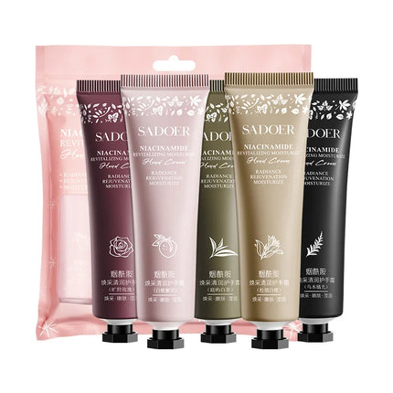 5-Piece Moisturizing Hand Cream Set with Hyaluronic Acid, Plant-Derived Squalane, and Niacinamide Moisturizing Lotion   All Skin