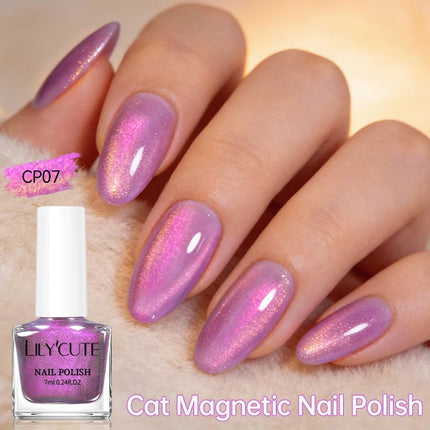 LILYCUTE 7ml Cat Magnetic Nail Polish Colorful Bright Shining Pearl Effect Nail Art DIY Decoration No Need of Lamp to Cure