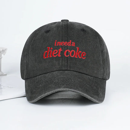 “I Need A Diet Coke” Embroidered Washed Baseball Cap – Adjustable Unisex Sun Hat, Perfect for Leisure, Sports, and Travel