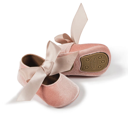 Newborn Baby Girls Dress Shoes Bowknot Ribbon Princess Infant Toddler Rubber Non-slip Flat First Walkers Crib Shoes Mary Jane