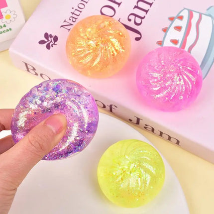 Colorful Glitter Dumpling Release Ball Sensory Squeeze Toy For Stress Balls Simulation Food Squishies Bun Steamer Squeeze Gifts