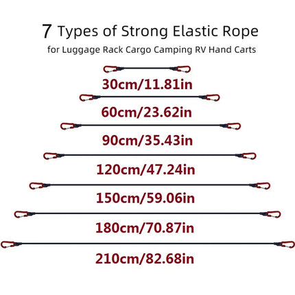 30-210cm 8mm Packing Ropes Outdoor Elastic Bungee Cords with Red Hooks Stretch Lightweight for Bikes Car Luggage Roof Rack Strap