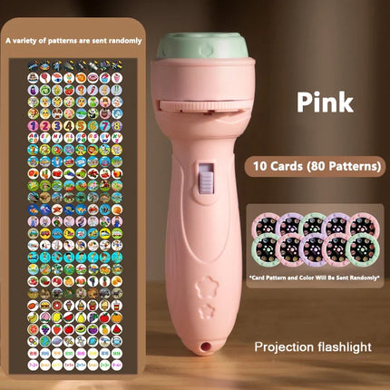 Baby Projector Torch 10Cards Cartoon Projection Flashlight 80 Patterns Creative Children Early Education Toy Sleeping Story Book