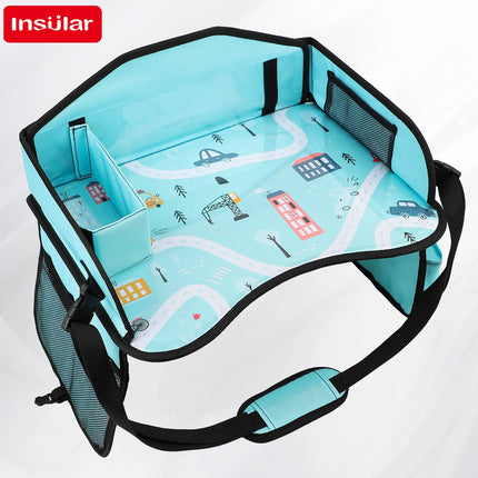 Child Travel Tray for Car Seat Waterproof Storage Mesh Pocket Large Capacity Painting Board Portable Safety Seat Vehicle-mounted