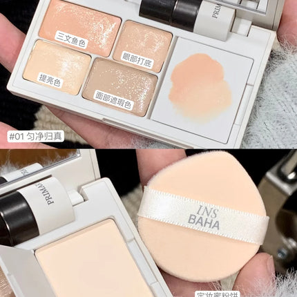 INSBAHA 5 Color Concealer Brightening Acne Mark Dark Eye Circles Tears Furrow Permanent Facial Concealer Setting Powder Plate