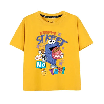 Sesame Street Cookie Monster Print Kids T-shirt Summer Casual Cotton Short Sleeve Boys Girls Cartoon Tee