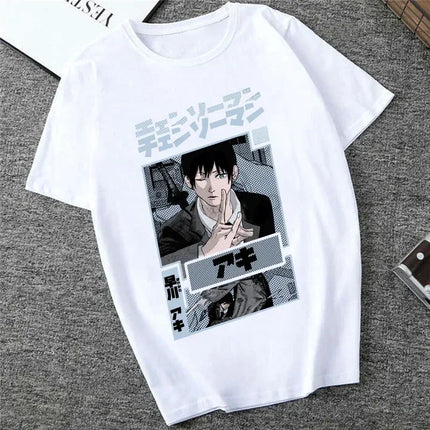 Japanese Anime Denji Tshirt Unisex Chainsaw women T Shirt Women Funny Cartoon Pochita Makima T-shirt Graphic Tees Tops Female 90