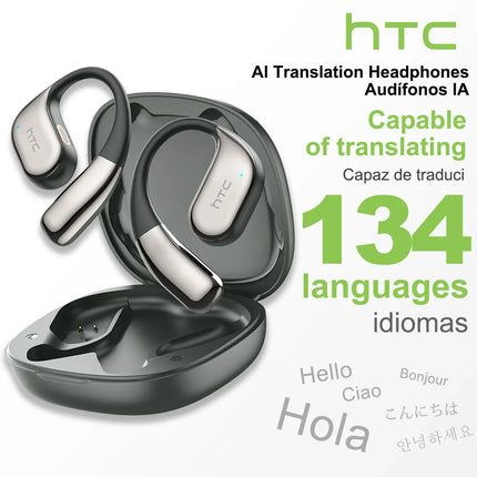 HTC NE39 Bluetooth Earphones AI Translator Earbuds OWS Sport Wireless Headphones Comfortable Earhooks Ultra-long battery life