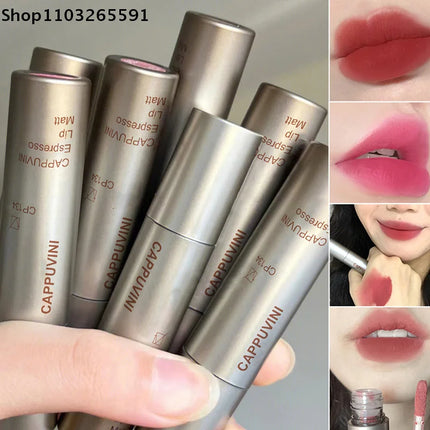 Cappuvini Mini Silver Tube Matte Velvet Lip Gloss – Waterproof, Non-Stick, Smudge-Proof, Long-Lasting Liquid Lipstick