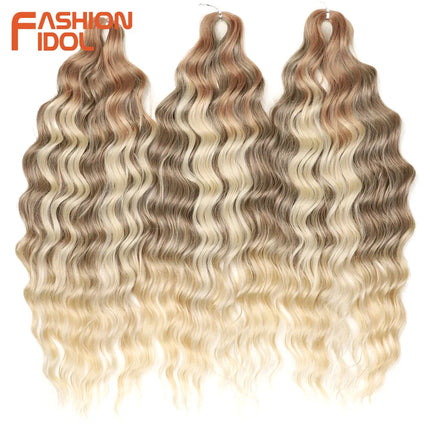 Anna Hair Synthetic Loose Deep Wave Braiding Hair Extensions 24 Inch Water Wave Braid Hair Ombre Blonde Twist Crochet Curly Hair