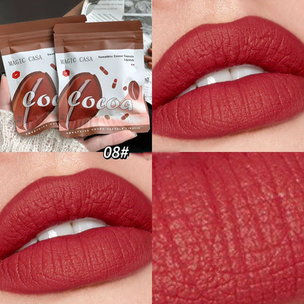10pcs/set Mini Cocoa Lipsticks Long Lasting Velvet Matte Capsule Lipstick Natural Chocolate Solid Lip Gloss Makeup Cosmetic Gift