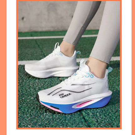 Unisex Carbon Board Running Shoes Professional Marathon Lightweight Bouncing Pad Breathable Ladies Stable Support Sports Shoes